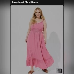 Torrid Pink Lace Inset Maxi Dress
